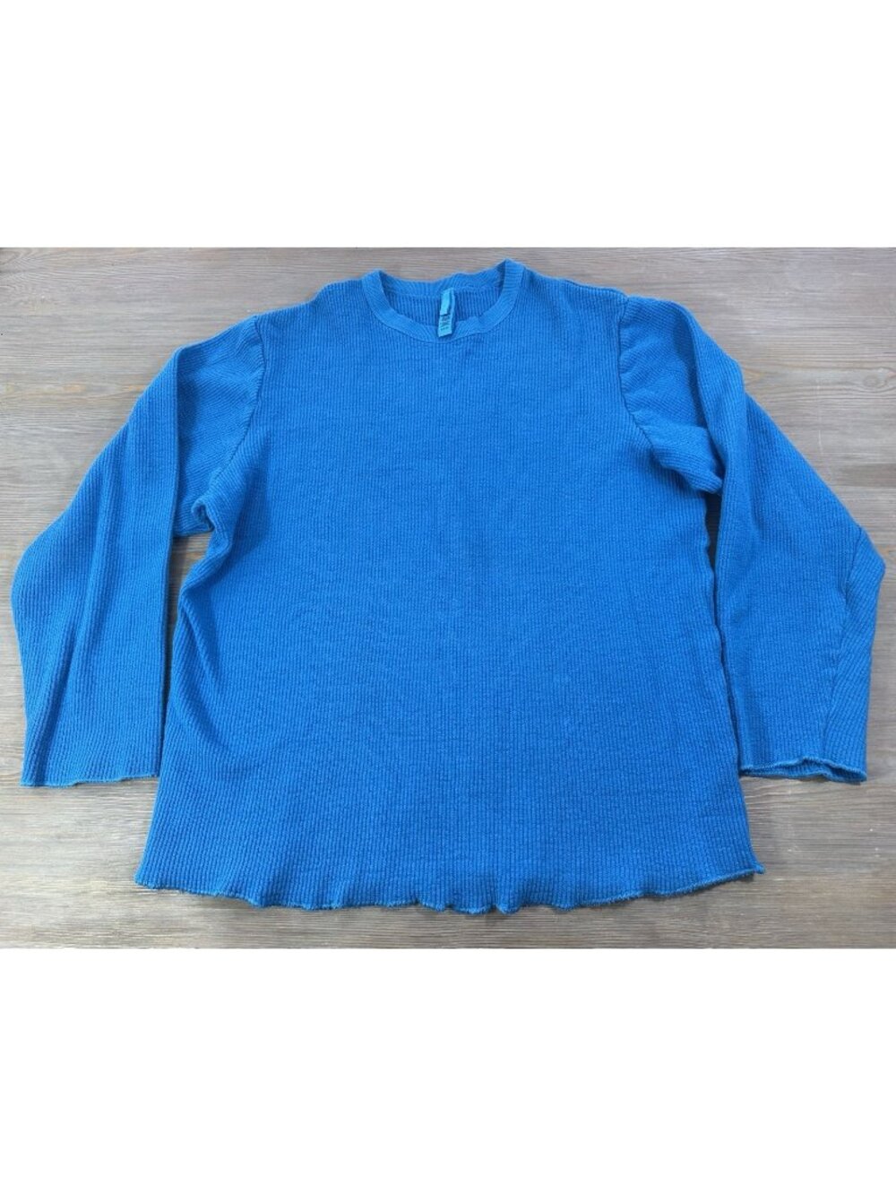 Skims Blue Waffle Knit Thermal Long Sleeve Shirt S